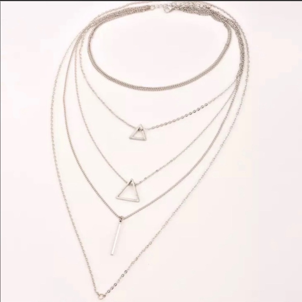 Multi strand layered geometric necklace NWT